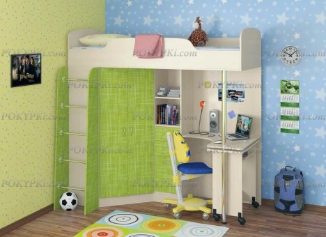 Кровать чердак с рабочей зоной и шкафом Теремок 1 Кровать чердак с рабочей зоной и шкафом Теремок 1