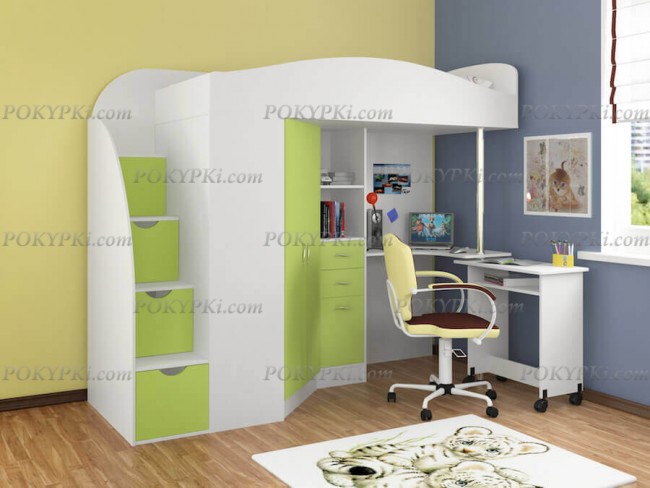 Кровать-чердак с рабочей зоной и шкафом Теремок-1 Гранд Кровать-чердак с рабочей зоной и шкафом Теремок-1 Гранд