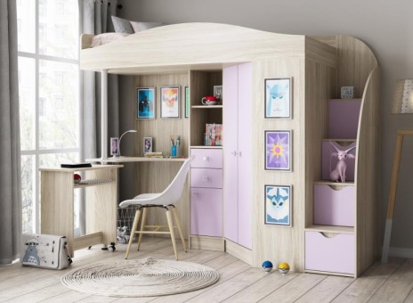 Кровать-чердак с рабочей зоной и шкафом Теремок 1 Гранд Кровать-чердак с рабочей зоной и шкафом Теремок 1 Гранд