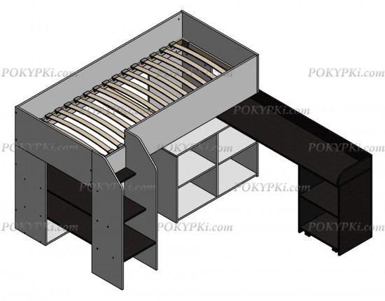 Кровать-чердак с рабочей зоной и шкафом Теремок-2 Кровать-чердак с рабочей зоной и шкафом Теремок-2