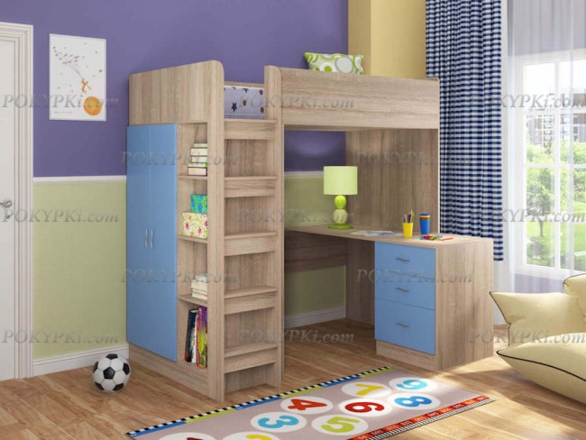 Кровать-чердак Теремок-3-дуб сонома Кровать-чердак Теремок-3-дуб сонома