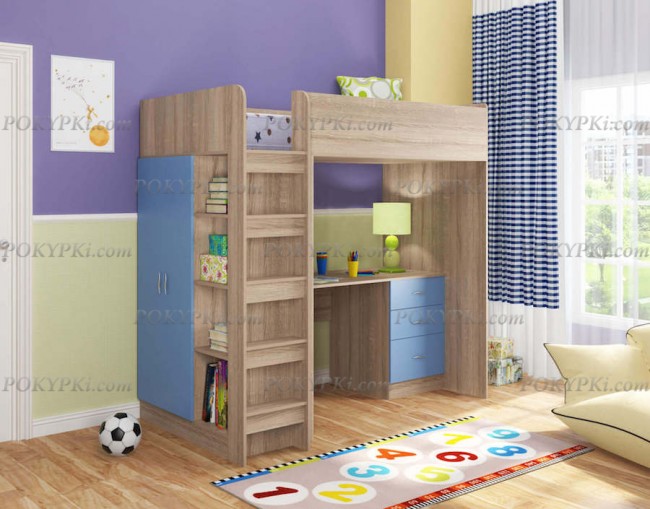 Кровать-чердак Теремок-3-дуб сонома Кровать-чердак Теремок-3-дуб сонома