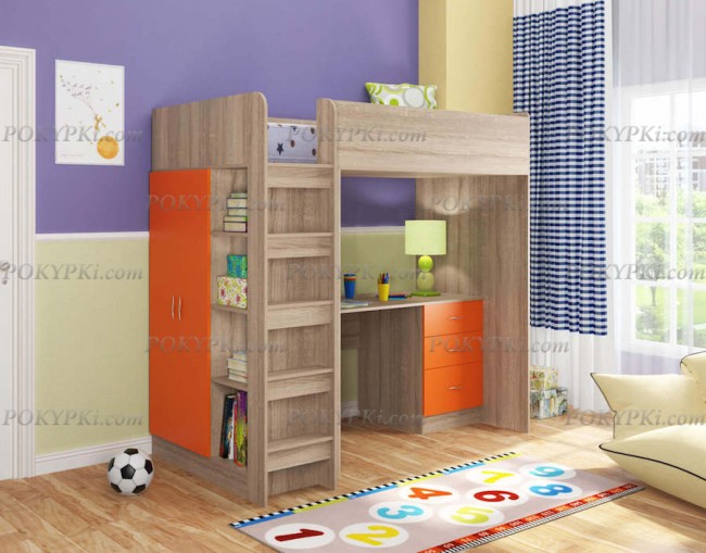 Кровать-чердак Теремок-3-дуб сонома Кровать-чердак Теремок-3-дуб сонома