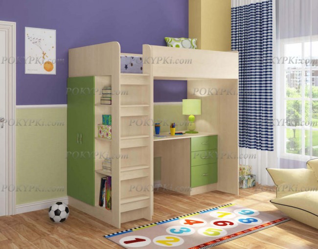 Кровать-чердак Теремок-3 -дуб молочный Кровать-чердак Теремок-3 -дуб молочный
