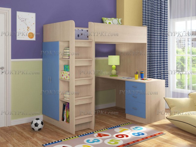 Кровать-чердак Теремок-3 -дуб молочный Кровать-чердак Теремок-3 -дуб молочный