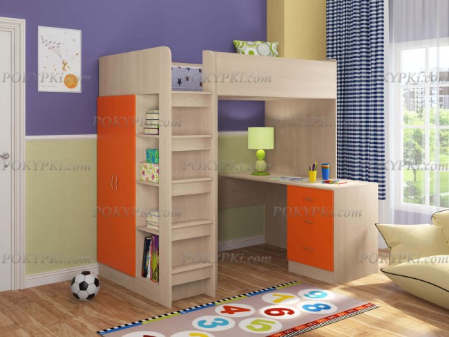 Кровать-чердак Теремок-3 -дуб молочный Кровать-чердак Теремок-3 -дуб молочный