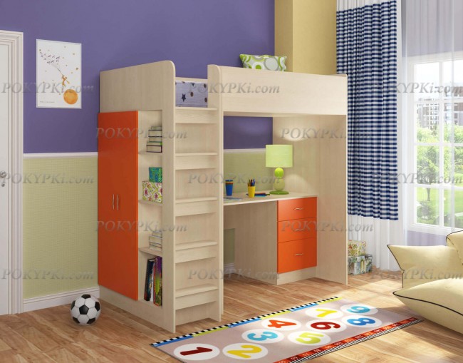 Кровать-чердак Теремок-3 дуб молочный Кровать-чердак Теремок-3 дуб молочный