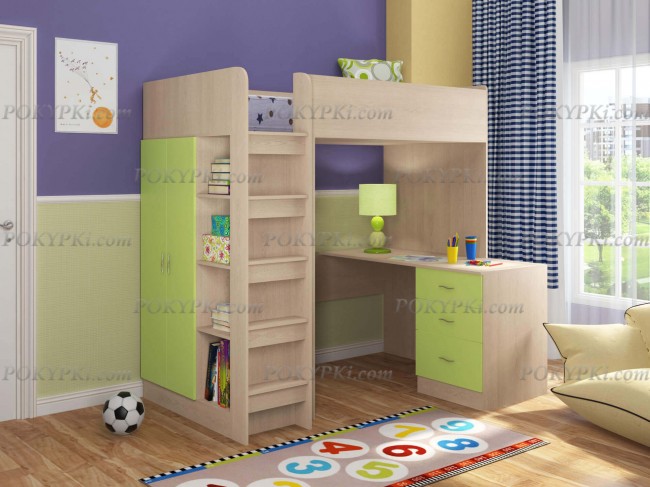 Кровать-чердак Теремок-3 -дуб молочный Кровать-чердак Теремок-3 -дуб молочный