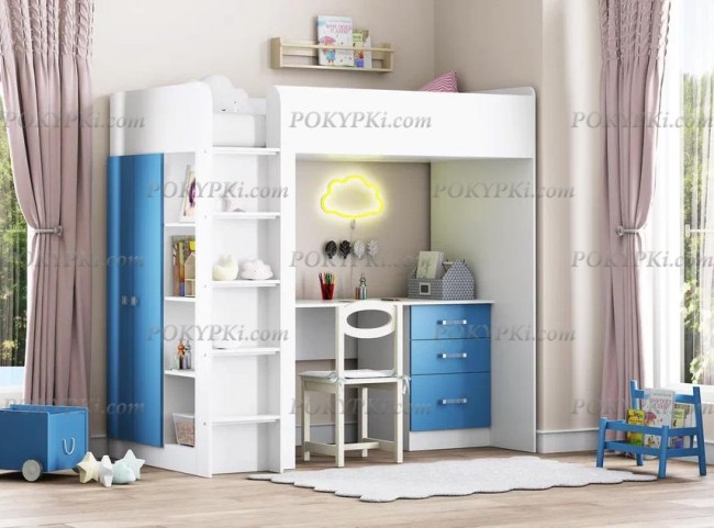 Кровать-чердак с рабочей зоной и шкафом Теремок 3 Кровать-чердак с рабочей зоной и шкафом Теремок 3