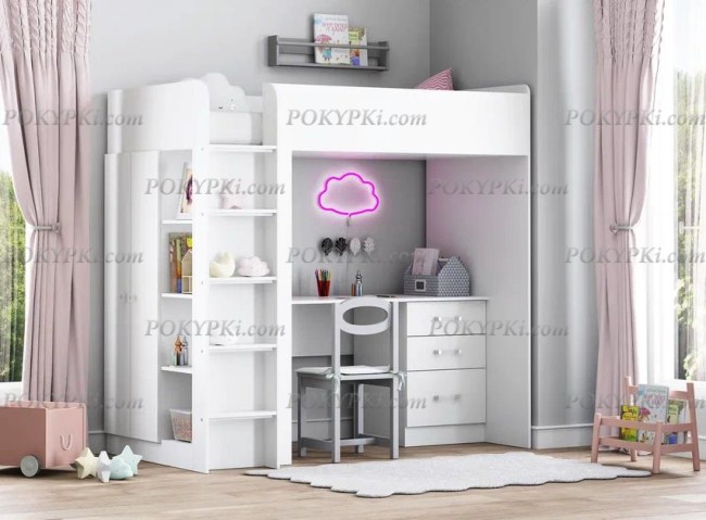 Кровать-чердак с рабочей зоной и шкафом Теремок 3 Кровать-чердак с рабочей зоной и шкафом Теремок 3