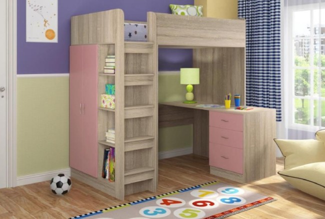 Кровать-чердак с рабочей зоной и шкафом Теремок 3 Кровать-чердак с рабочей зоной и шкафом Теремок 3