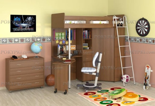 Кровать-чердак с рабочей зоной и шкафом Теремок М-85 Кровать-чердак с рабочей зоной и шкафом Теремок М-85