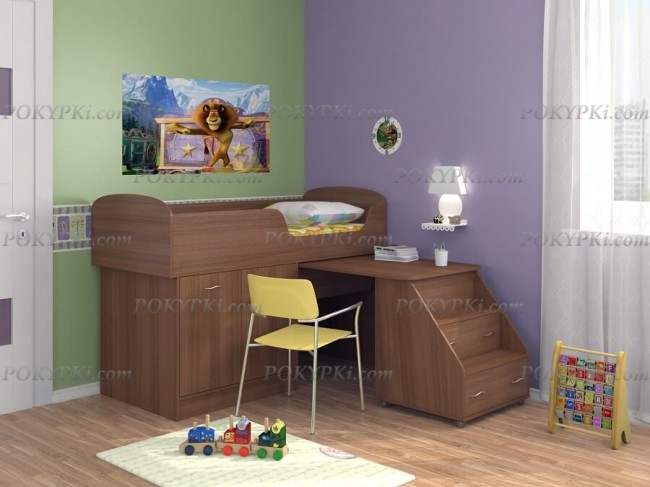 Кровать-чердак Дюймовочка 2-орех Кровать-чердак Дюймовочка 2-орех