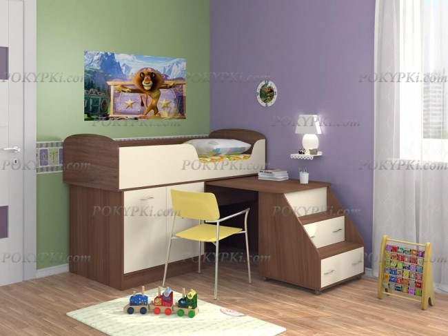 Кровать-чердак Дюймовочка 2-орех Кровать-чердак Дюймовочка 2-орех