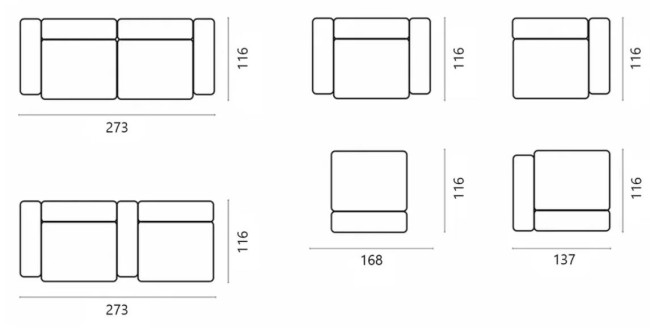 Модульный диван Фиджи 2-х секционный большой и глубокий