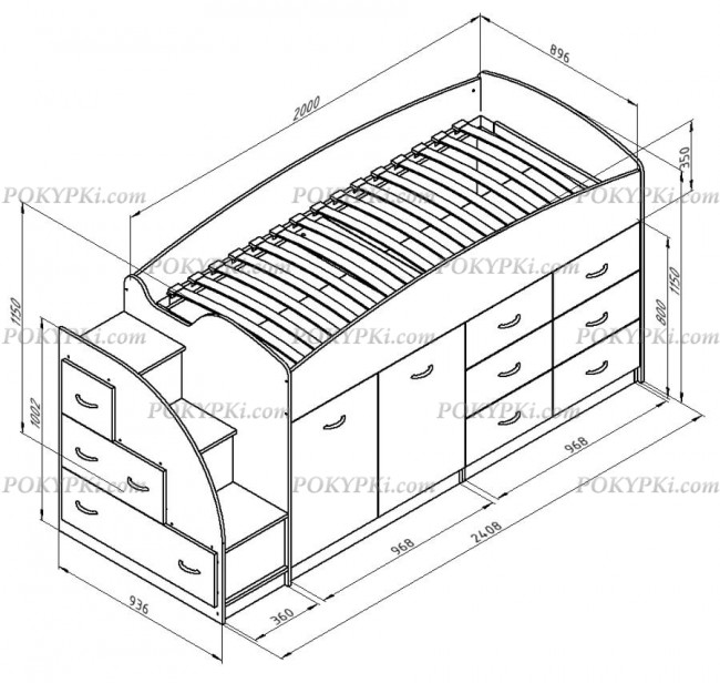 Кровать чердак со шкафом Дюймовочка 4 Кровать чердак со шкафом Дюймовочка 4