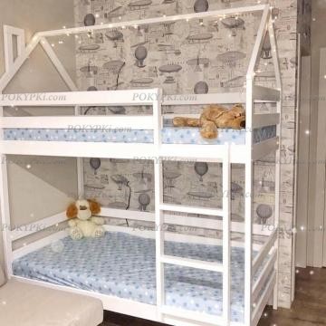 Кровать-домик Отличник двухъярусная-из массива березы Кровать-домик Отличник двухъярусная-из массива березы