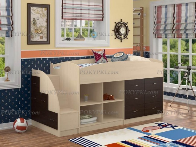 Кровать-чердак Дюймовочка 4.1-дуб_венге Кровать-чердак Дюймовочка 4.1-дуб_венге