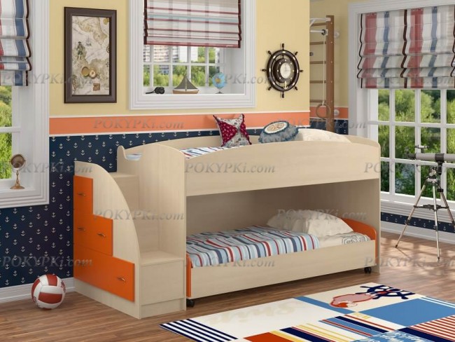 Кровать-чердак Дюймовочка 4.2-дуб_оранжевый Кровать-чердак Дюймовочка 4.2-дуб_оранжевый