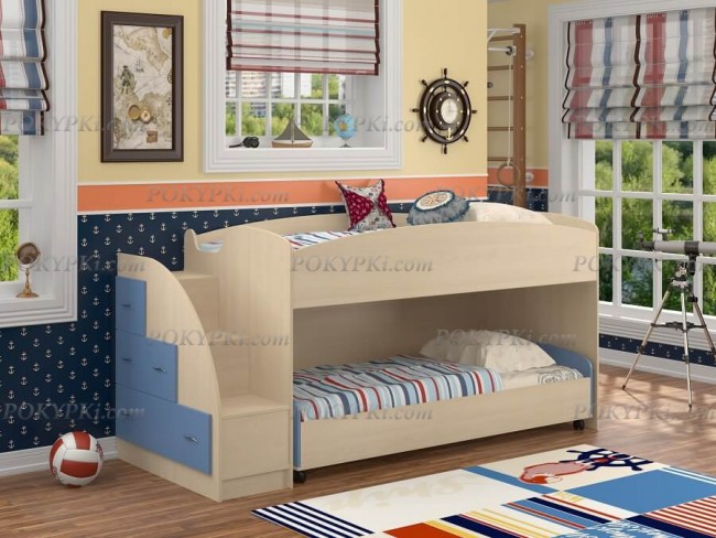 Кровать-чердак Дюймовочка 4.2-дуб_голубой Кровать-чердак Дюймовочка 4.2-дуб_голубой