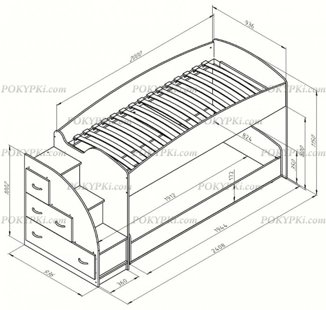 Детская кровать двухъярусная Дюймовочка Детская кровать двухъярусная Дюймовочка