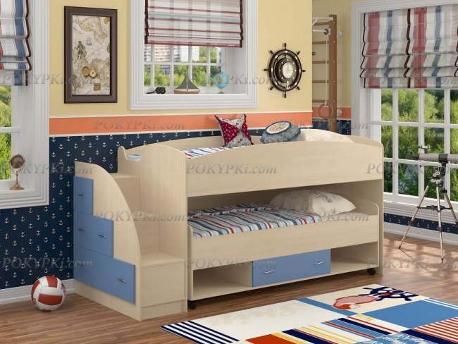 Кровать-чердак Дюймовочка 4.3-дуб_голубой Кровать-чердак Дюймовочка 4.3-дуб_голубой