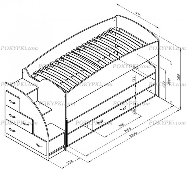 Детская кровать двухъярусная Дюймовочка 4.3 Детская кровать двухъярусная Дюймовочка 4.3