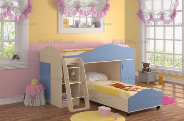 Детская кровать двухъярусная с лестницей Дюймовочка 5.1 Детская кровать двухъярусная с лестницей Дюймовочка 5.1