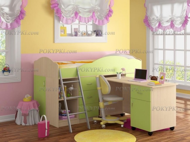 Кровать чердак с письменным столом Дюймовочка 5.2 Кровать чердак с письменным столом Дюймовочка 5.2