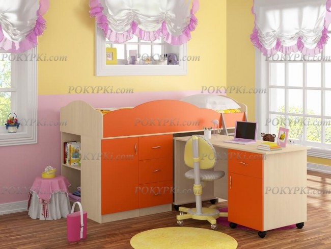 Кровать чердак с письменным столом и шкафом Дюймовочка 5.3 Кровать чердак с письменным столом и шкафом Дюймовочка 5.3