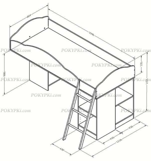 Кровать чердак с письменным столом и шкафом Дюймовочка 5.3 Кровать чердак с письменным столом и шкафом Дюймовочка 5.3