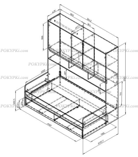 Кровать с антресолью Дельта Next 21.05