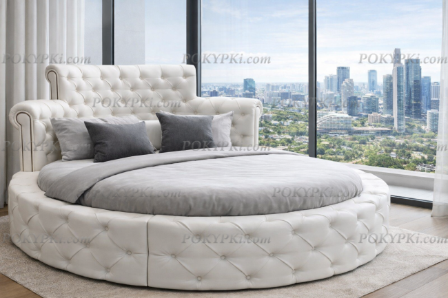 Кровать круглая Колизей в мягкой обивке