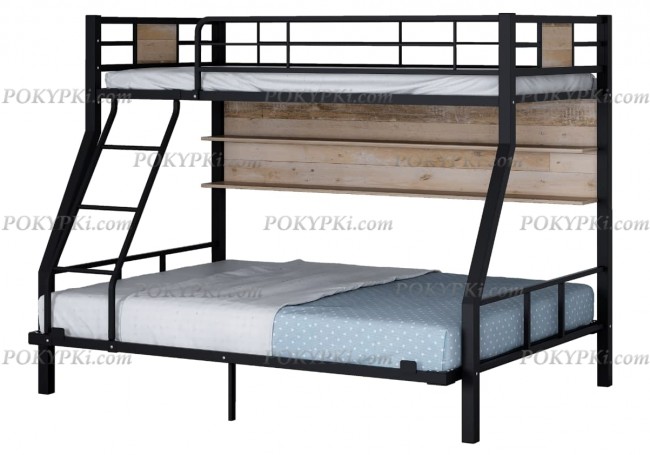 Двухъярусная кровать Гранада -1   140 черная с айленд и полки Двухъярусная кровать Гранада -1   140 черная с айленд и полки