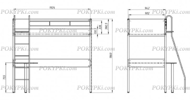 Кровать чердак Дельта Лофт 20.02.01 черная