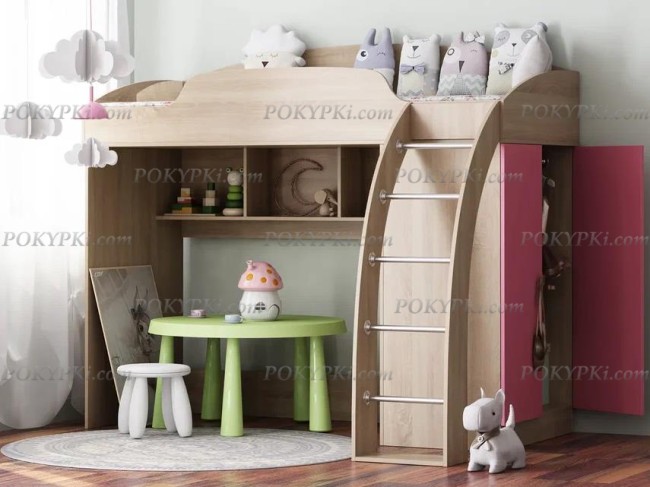 Кровать чердак со шкафом Соня 1 верхняя