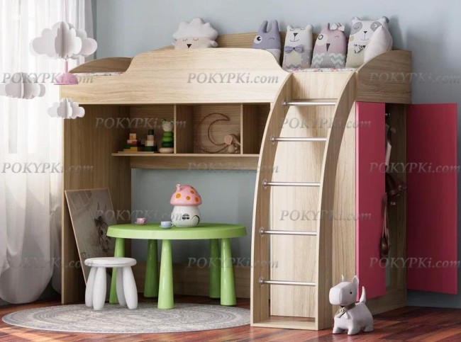 Кровать чердак со шкафом Соня 1 верхняя
