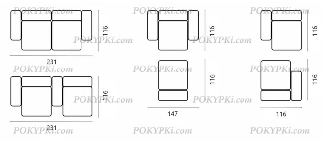 Диван Фиджи двухсекционный (малый)