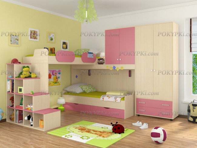 Модульная детская комната Дельта 6 розовый