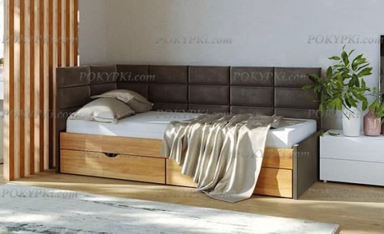 Угловая кровать с мягкими спинками Донжон