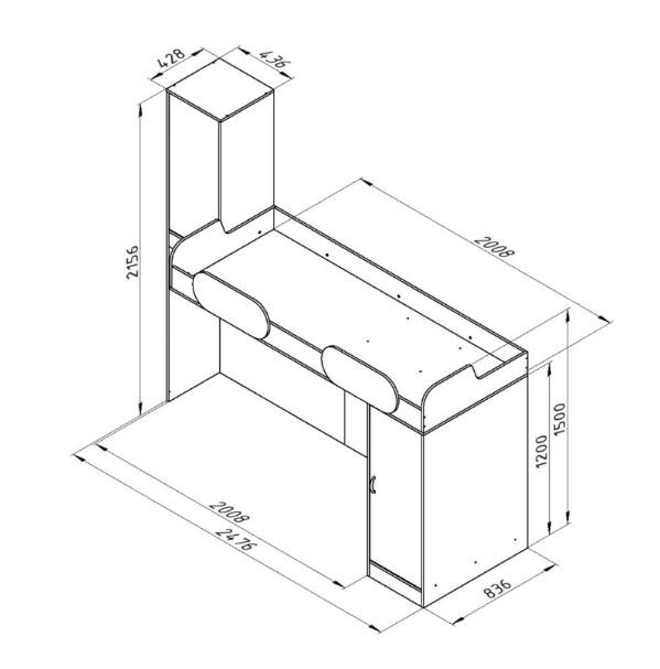 Кровать-чердак Дельта 18.03