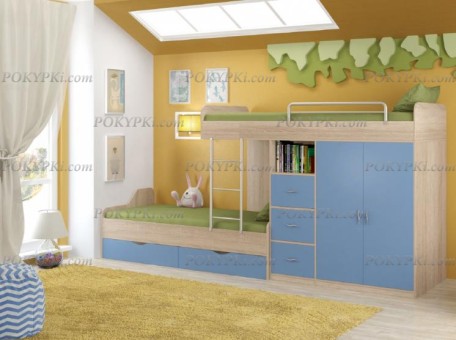 Кровать двухъярусная со шкафом Дельта 18.04.02 Кровать двухъярусная со шкафом Дельта 18.04.02
