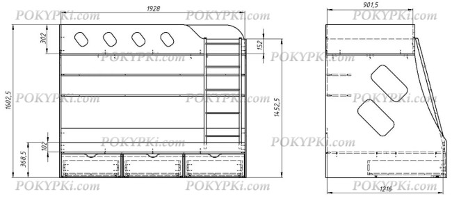Кровать двухъярусная с бортиками Дельта 20.01 Кровать двухъярусная с бортиками Дельта 20.01