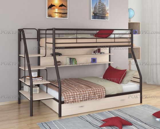 Двухъярусная кровать Толедо-1-коричневый/дуб Двухъярусная кровать Толедо-1-коричневый/дуб