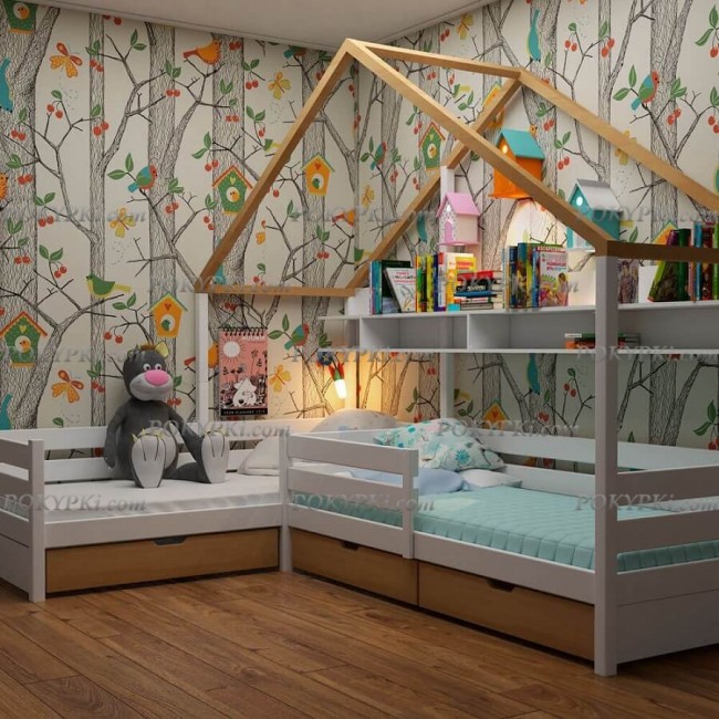 Двухместная угловая кровать Избушка Двухместная угловая кровать Избушка